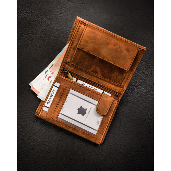 Vyriška odinė piniginė su šuns galvos įspaudu S159