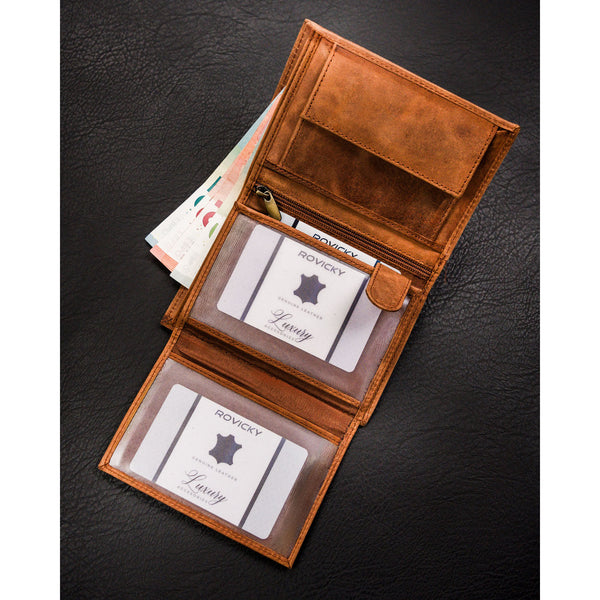 Vyriška odinė piniginė su šuns galvos įspaudu S159