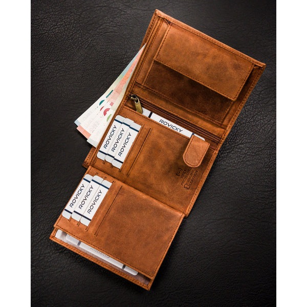 Vyriška odinė piniginė su šuns galvos įspaudu S159