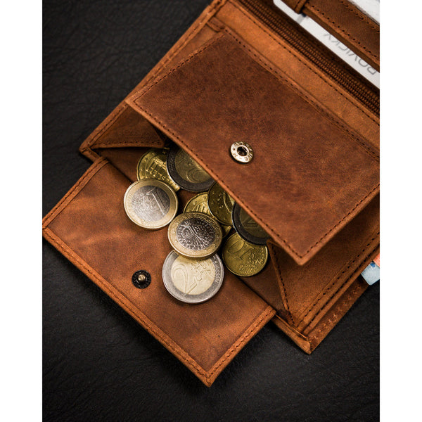 Vyriška odinė piniginė su šuns galvos įspaudu S159