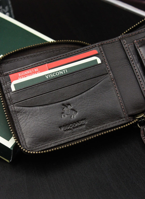 Vyriška odinė piniginė VISCONTI HT-14 ruda S178