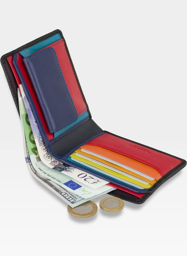 Vyriška odinė piniginė VISCONTI SP61 juoda + daugiaspalvė su RFID apsauga S177