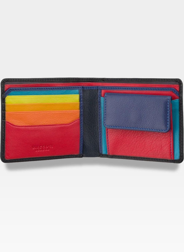 Vyriška odinė piniginė VISCONTI SP61 juoda + daugiaspalvė su RFID apsauga S177