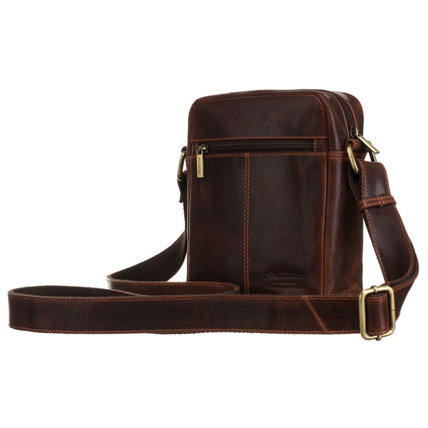 Vyriška odinė rankinė, ruda, su užtrauktuku R210