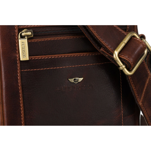 Vyriška odinė rankinė, ruda, su užtrauktuku R210