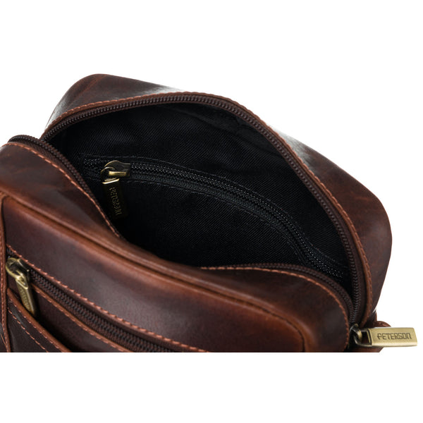 Vyriška odinė rankinė, ruda, su užtrauktuku R210