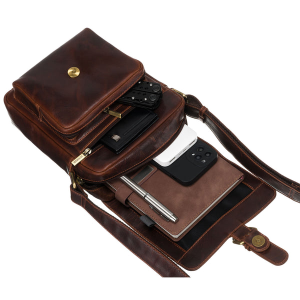 Vyriška odinė rankinė, ruda R213