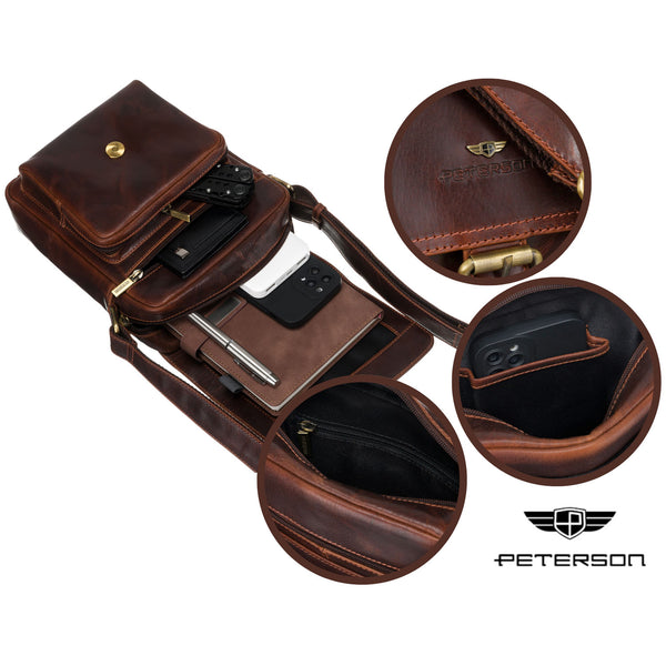 Vyriška odinė rankinė, ruda R213