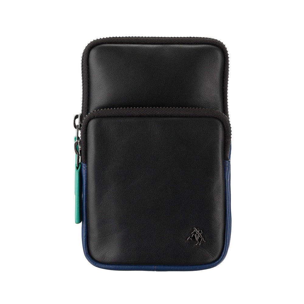 Vyriška odinė rankinė, Visconti S-5, juoda-mėlyna R216