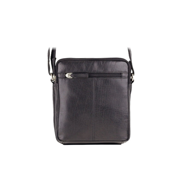 Vyriška odinė rankinė Visconti S7, juoda, su reguliuojamu dirželiu ir užtrauktuku