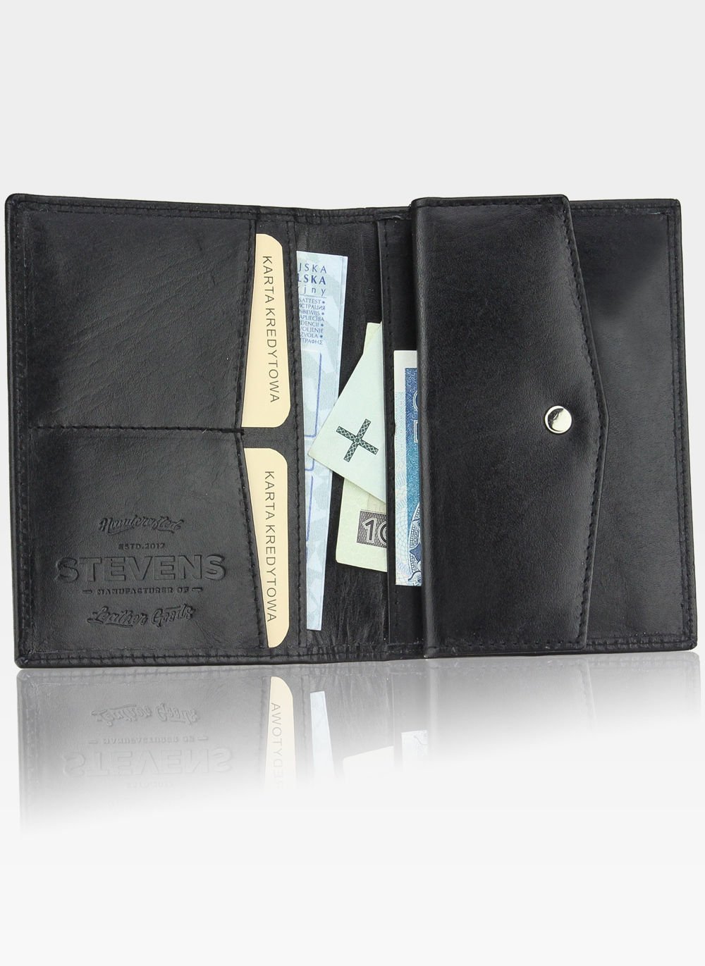 Vyriška piniginė STEVENS juodos klasikinės odos S88