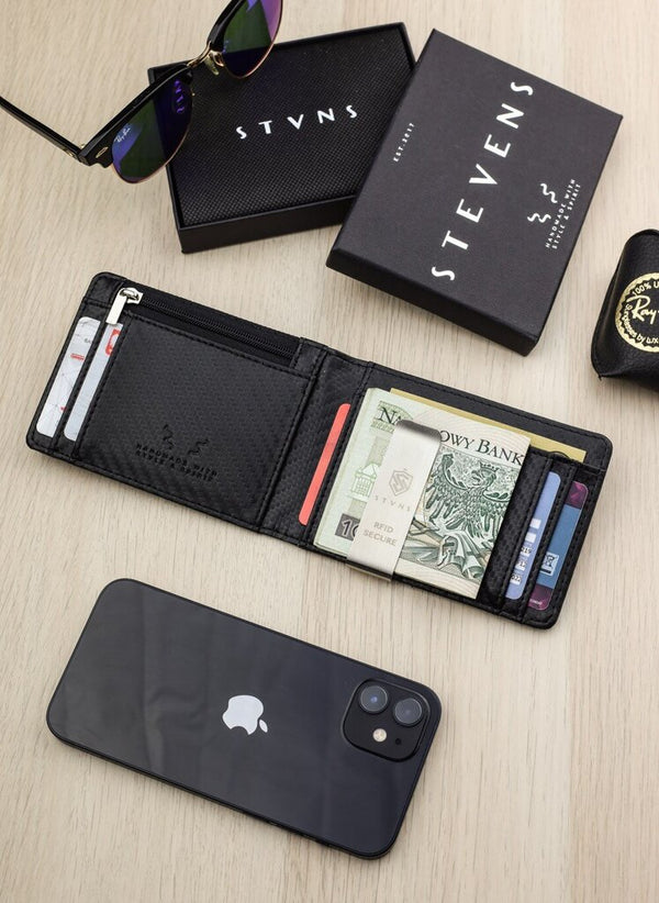 Vyriška piniginė Stevens Rfid AirTag, juoda