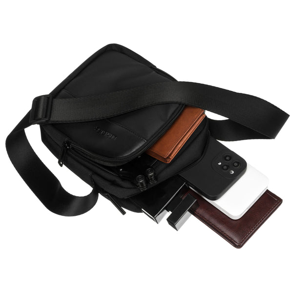 Vyriška rankinė per petį, juoda, cordura R25