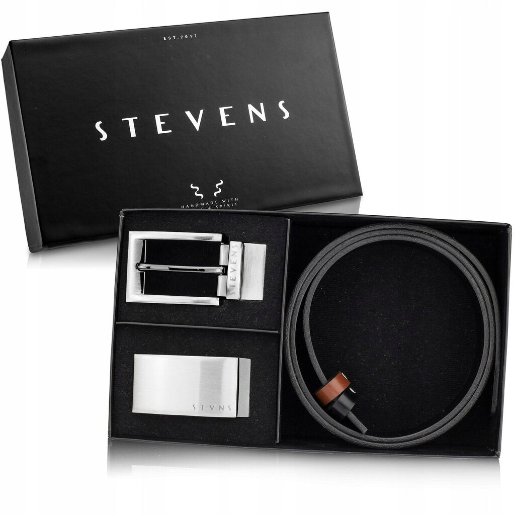 Vyriškas dvipusis odinis diržas 4in1 Stevens D79