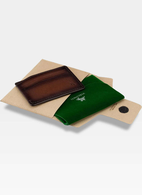 Vyriškas natūralios odos kortelių dėklas Visconti MT-86, ruda S3