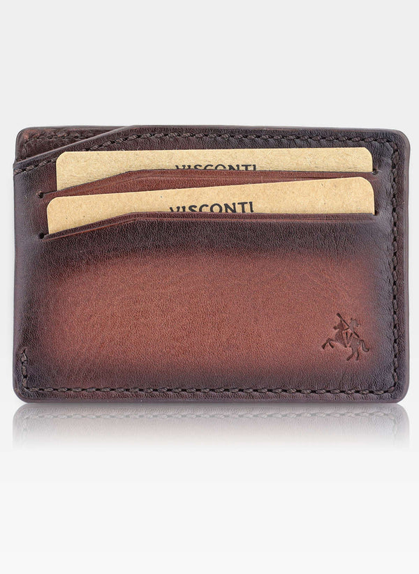 Vyriškas natūralios odos kortelių dėklas Visconti MT-86, ruda S3