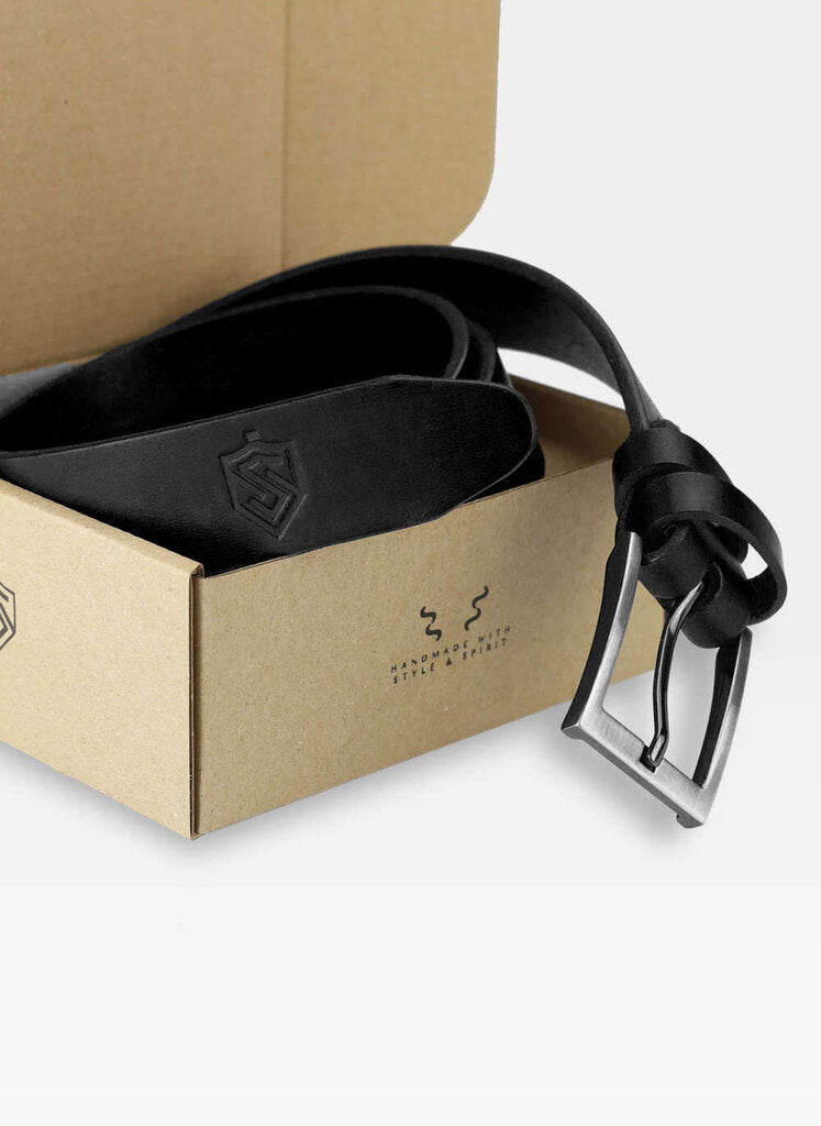 Vyriškas odinis diržas Stevens, juodas