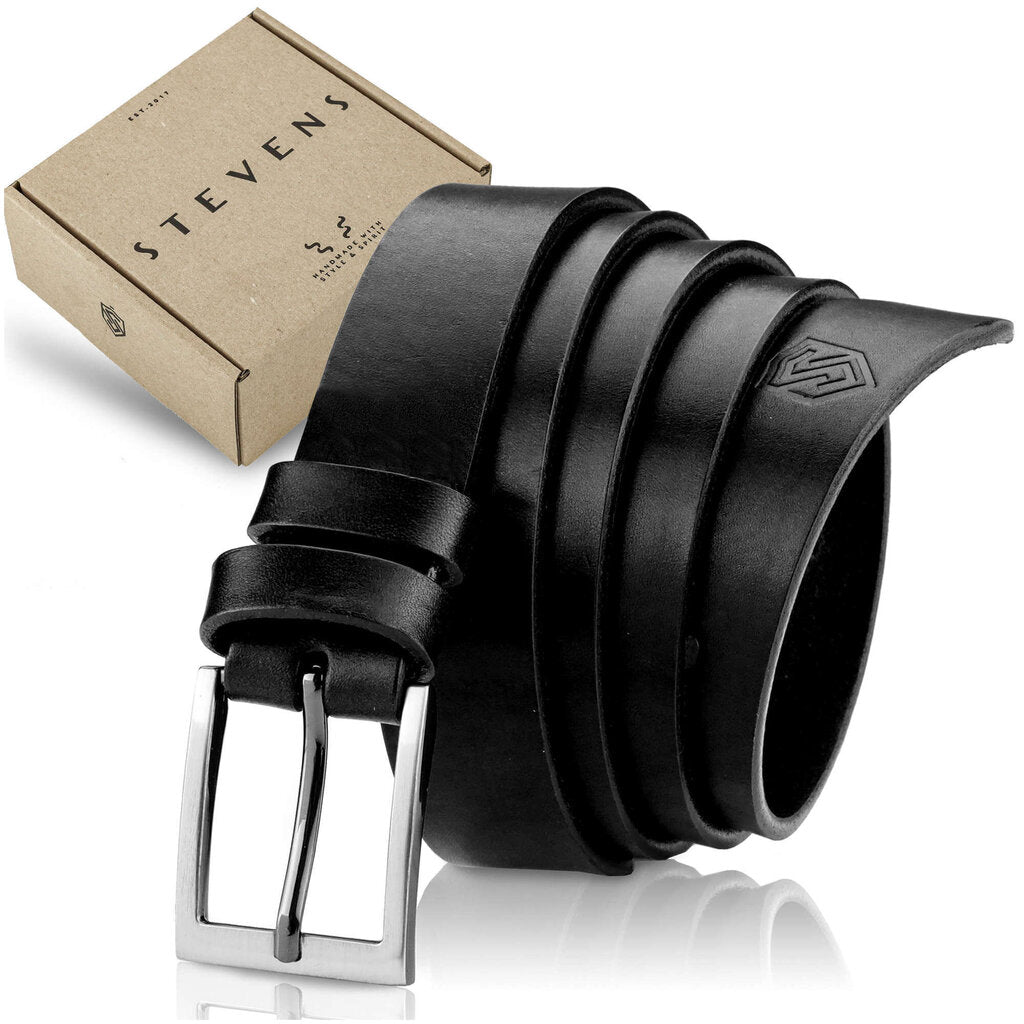 Vyriškas odinis diržas Stevens, juodas