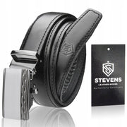 Vyriškas odinis diržas Stevens su automatine sagtimi, juodas D35