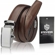 Vyriškas odinis diržas Stevens su automatine sagtimi, rudas D32
