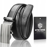 Vyriškas odinis diržas Stevens su automatine sagtimi, juodas D36