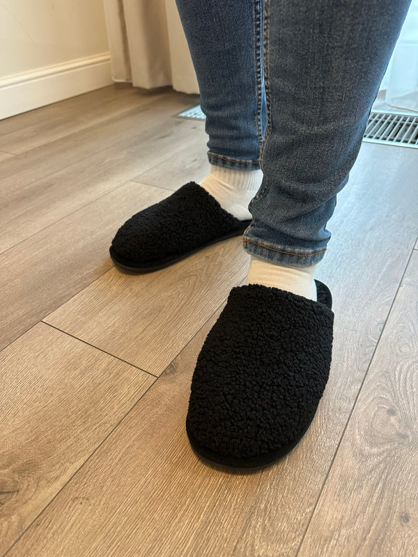 Vyriškos šiltos šlepetės su minkštu pamušalu, juodos