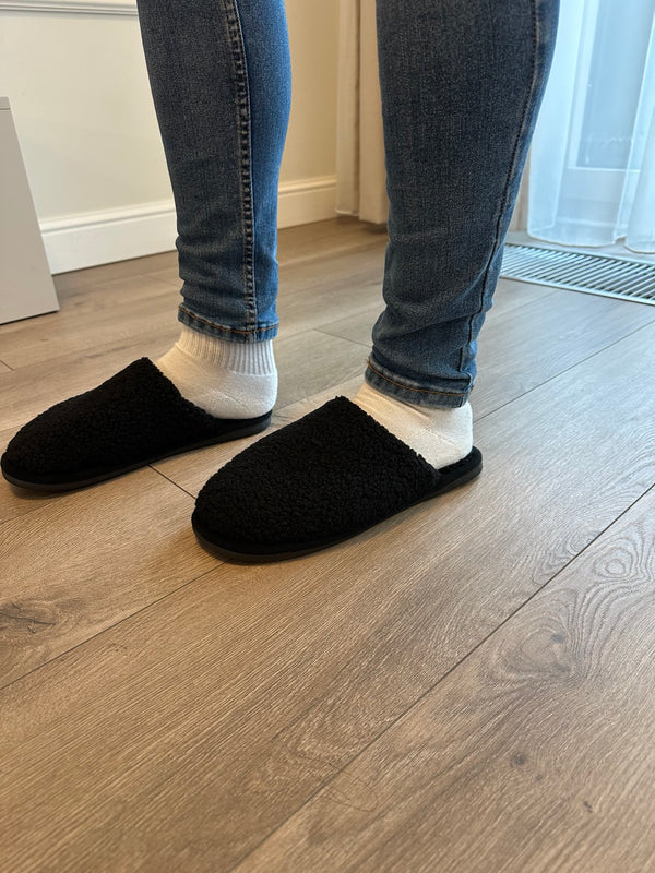 Vyriškos šiltos šlepetės su minkštu pamušalu, juodos