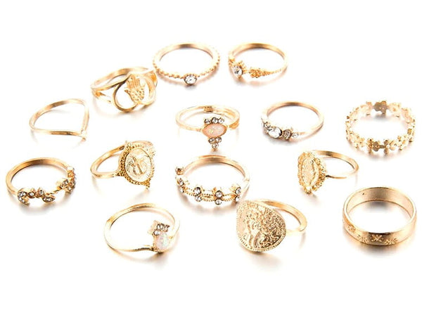 Žiedų rinkinys - Boho, 14 vnt.