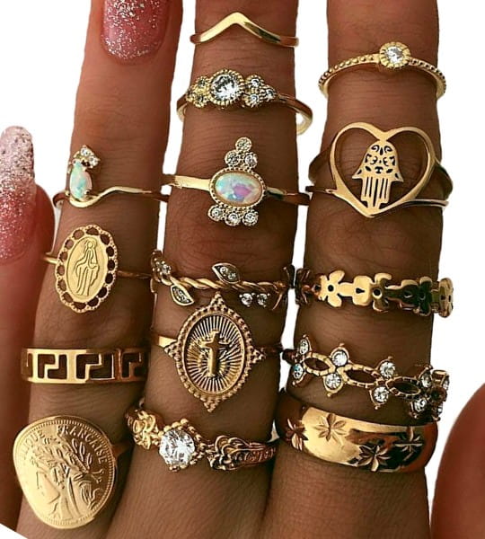 Žiedų rinkinys - Boho, 14 vnt.