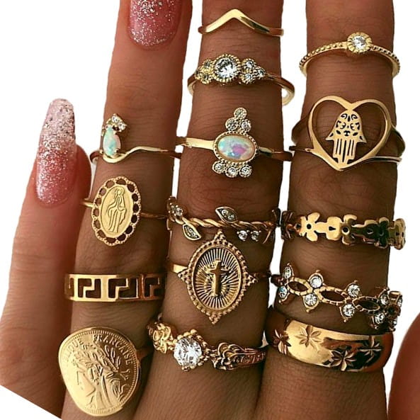 Žiedų rinkinys - Boho, 14 vnt.