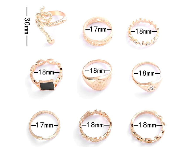 Žiedų rinkinys HIT, 9 vnt.