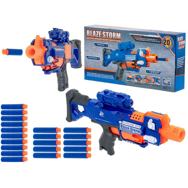 Blaze Storm putplasčio šautuvas + taikiklis + 20 mėlynos spalvos strėlių