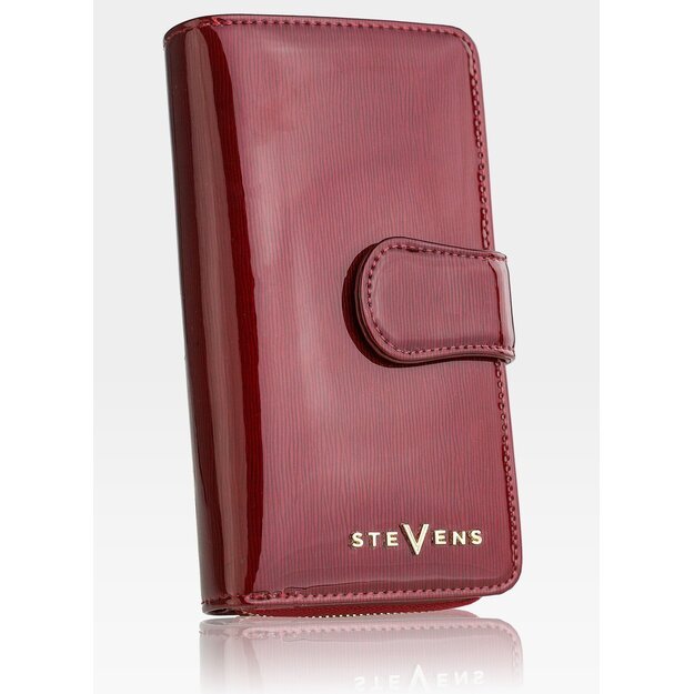 Didelė moteriška piniginė STEVENS raudona su RFID apsauga