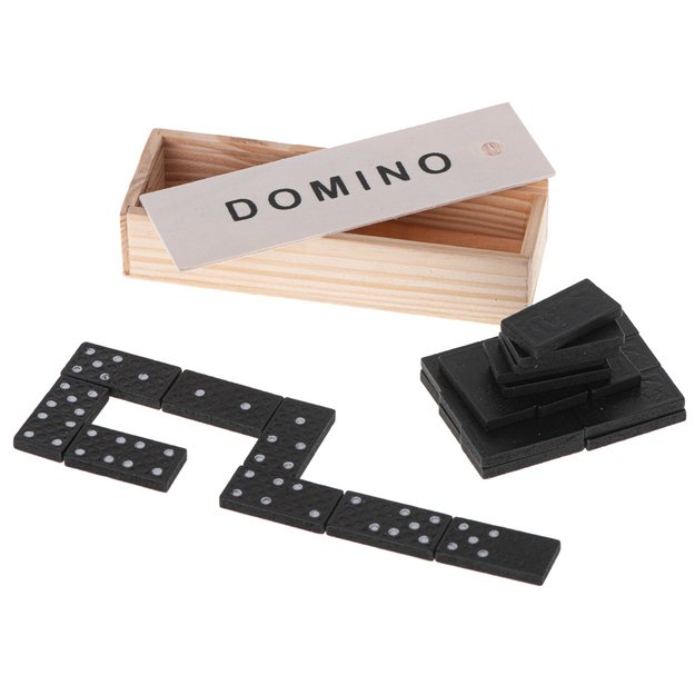 Domino medinių kaladėlių šeimos žaidimas + dėžutė
