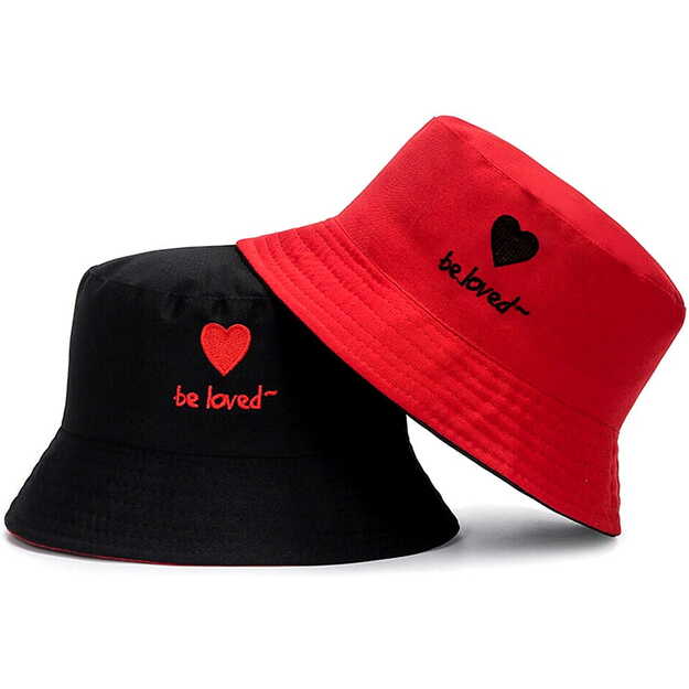 Dvipusė kepurė bucket hat M4, raudona-juoda