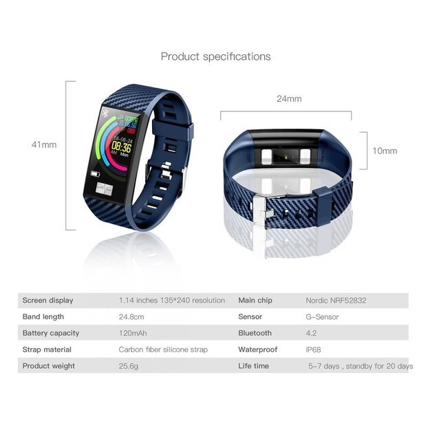 Išmanioji apyrankė Smartband Pacific 16-2 - Pulsometras (zy696b)