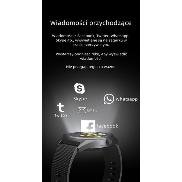 Išmanusis laikrodis Smartwatch G. Rossi SW011-1 juodas + papildoma apyrankė (zg314a)