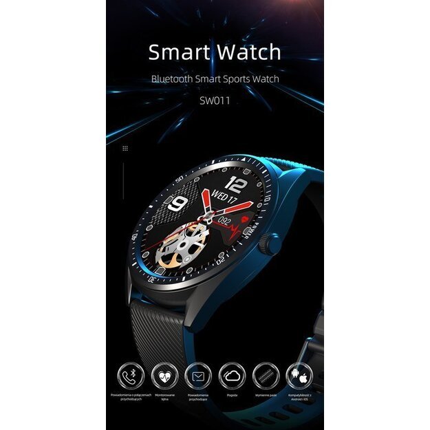 Išmanusis laikrodis Smartwatch G. Rossi SW011-1 juodas + papildoma apyrankė (zg314a)