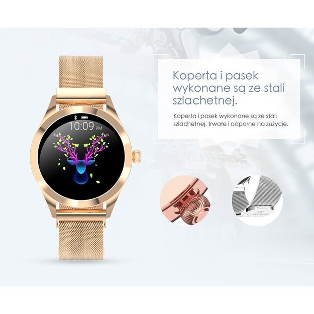 Išmanusis laikrodis Smartwatch G. Rossi SW017-4 rožinis auksas (zg327d)