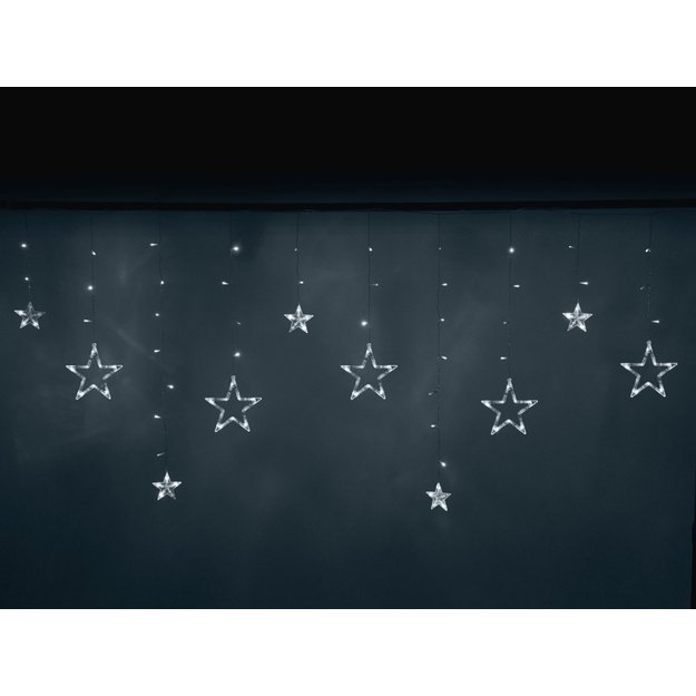 LED girlianda-užuolaida žvaigždės 2,5m, šaltai balta