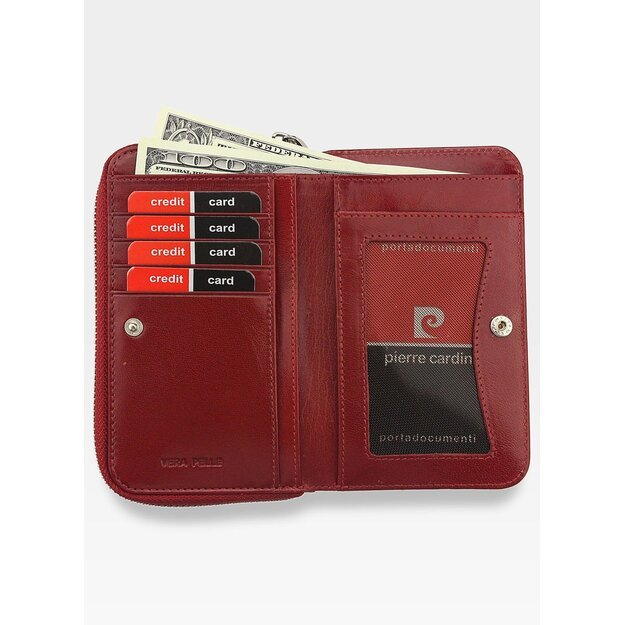 Moteriška odinė piniginė Pierre Cardin raudona