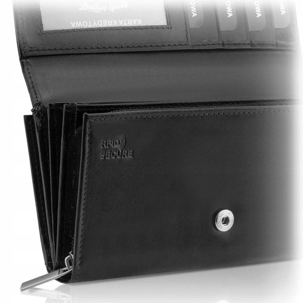 Moteriška odinė pinigine Stevens P37B, juoda