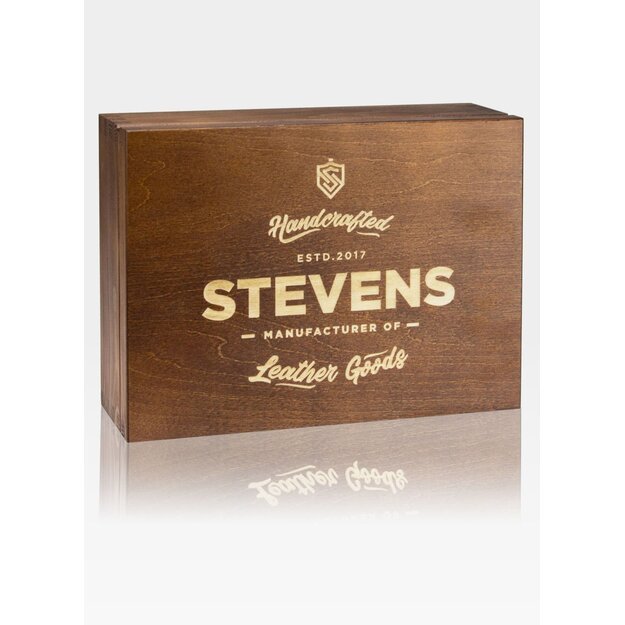 „STEVENS“ dovanų rinkinio piniginė ir diržas medinėje dovanų dėžutėje!