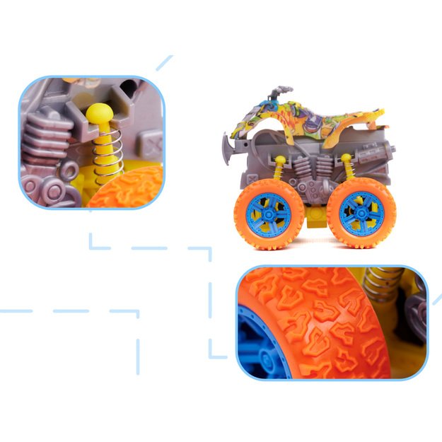 Sunkvežimis monstras visureigis su keturračiu pavara geltonas 1:36