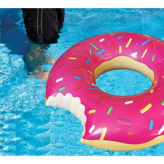 Vaikiškas pripučiamas Donut ratas 50 cm rožinės spalvos