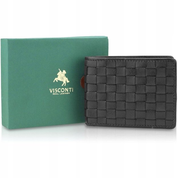 Vyriška natūralios odos piniginė Visconti PT-107, juoda