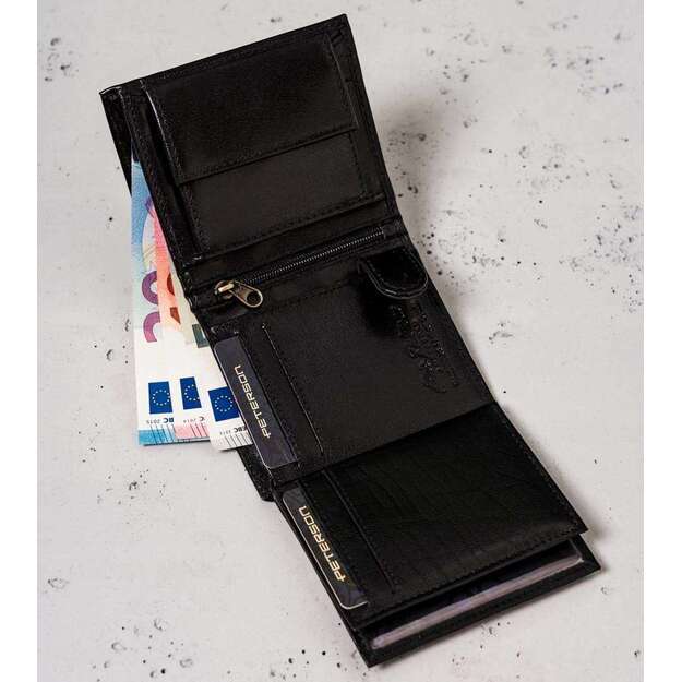 Vyriška odinė piniginė Peterson B3, juoda