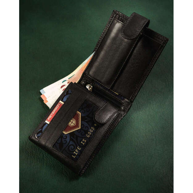Vyriška odinė piniginė Peterson M1, juoda
