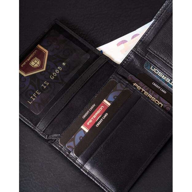 Vyriška odinė piniginė Peterson N8, juoda