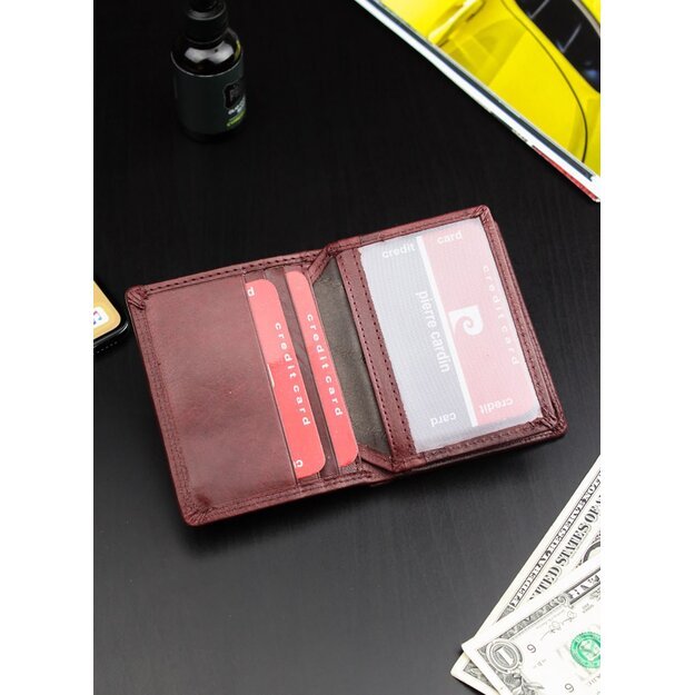 Vyriška odinė piniginė Pierre Cardin Tilak50 1812 konjako spalvos, RFID apsauga